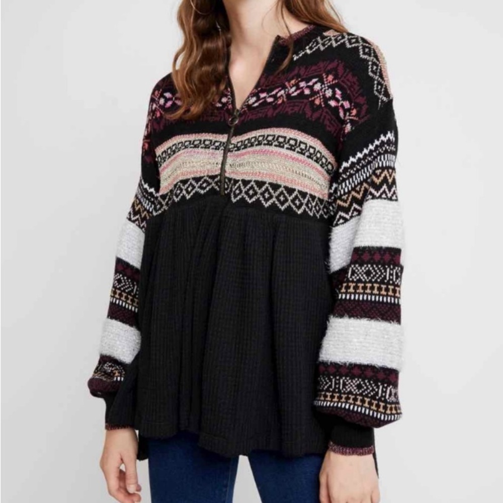 Free People Cozy Cottage embroidered sweater. Size XS - Picture 2 of 4